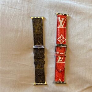 Luxury Designer Leather Watch Straps - Red and Brown